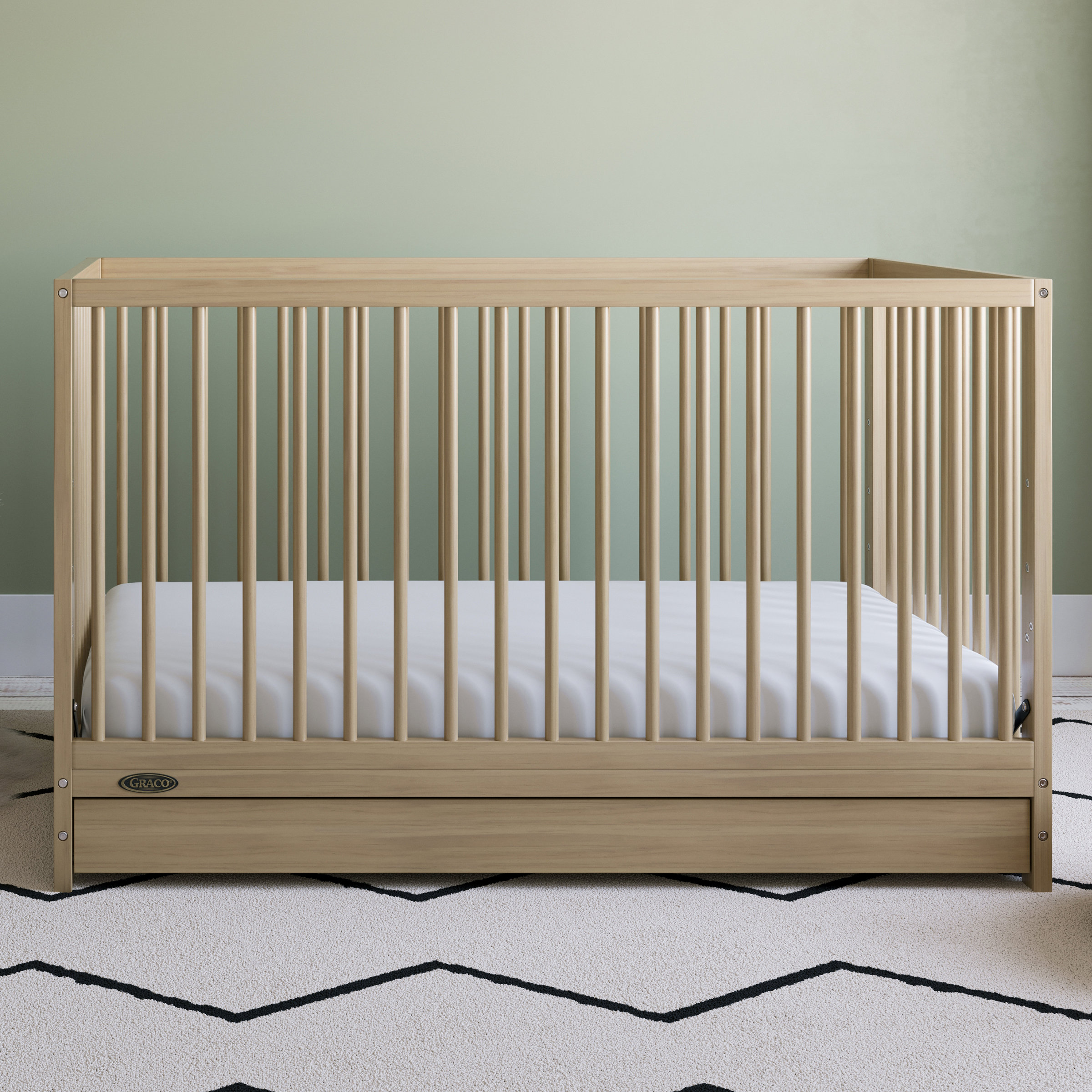 Crib with shelves best sale